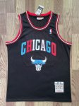 NBA 23 Jordan Chicago Bulls M&N Maillot noir bleu Rouge